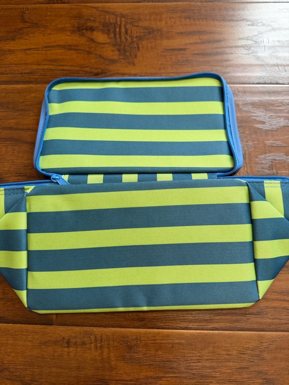 Trader Joe's Blue and Green Striped Mini Insulated Bag - Picture 3 of 3